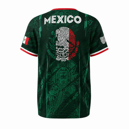 2026 Mexico Soccer Jersey, Chichén Itzá Pyramid Graphic Retro Soccer Jersey, All over Print, Casual Style for All Seasons, Classic Throwback Jersey Sportswear Top,Summerwins,Father'Sdaygifts