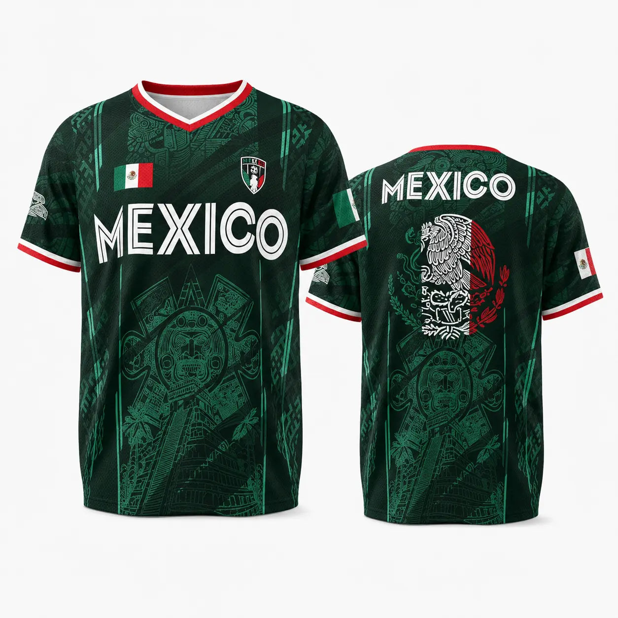 2026 Mexico Soccer Jersey, Chichén Itzá Pyramid Graphic Retro Soccer Jersey, All over Print, Casual Style for All Seasons, Classic Throwback Jersey Sportswear Top,Summerwins,Father'Sdaygifts