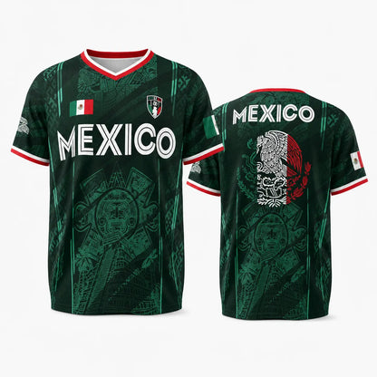 2026 Mexico Soccer Jersey, Chichén Itzá Pyramid Graphic Retro Soccer Jersey, All over Print, Casual Style for All Seasons, Classic Throwback Jersey Sportswear Top,Summerwins,Father'Sdaygifts