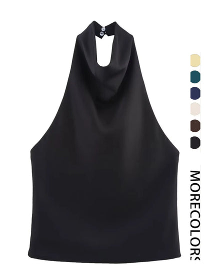 Women's Satin Halter Neck Bodycon Tank Top - Backless Party Vest for Summer Y2K Fashion