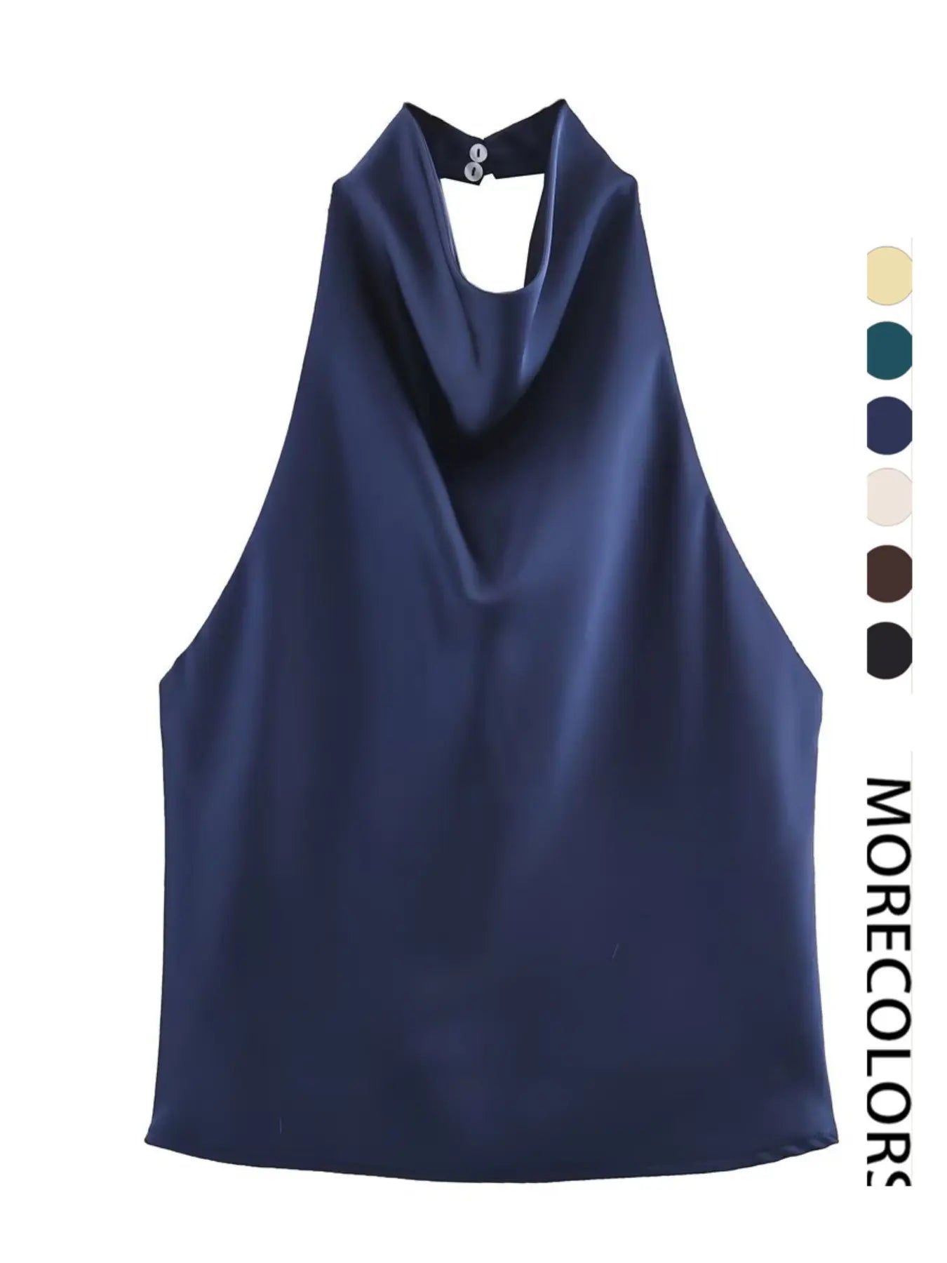 Women's Satin Halter Neck Bodycon Tank Top - Backless Party Vest for Summer Y2K Fashion