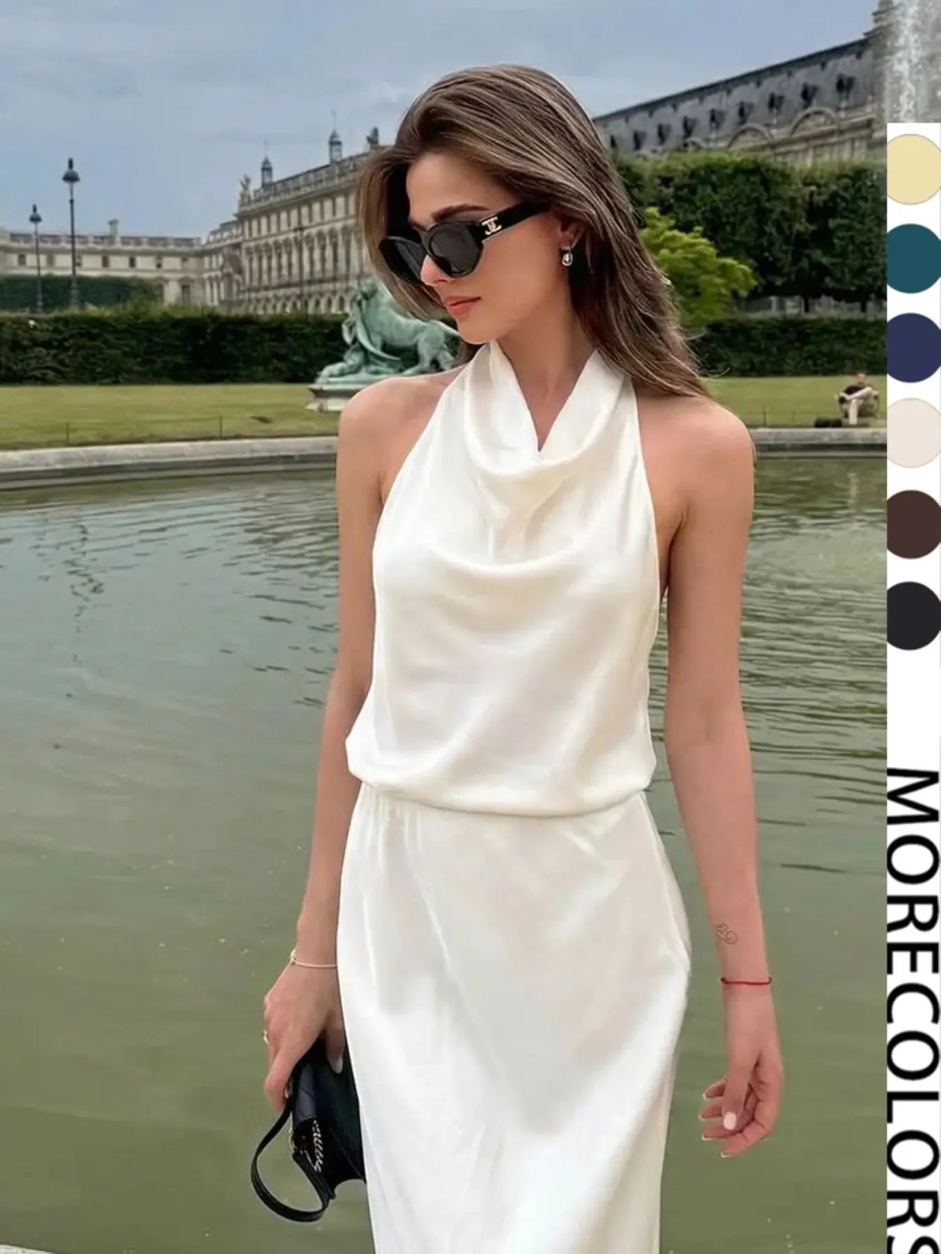 Women's Satin Halter Neck Bodycon Tank Top - Backless Party Vest for Summer Y2K Fashion